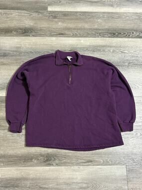 Vintage 90s Pro Spirit Purple Quarter Zip Sweater Made In USA Retro - Men’s XL